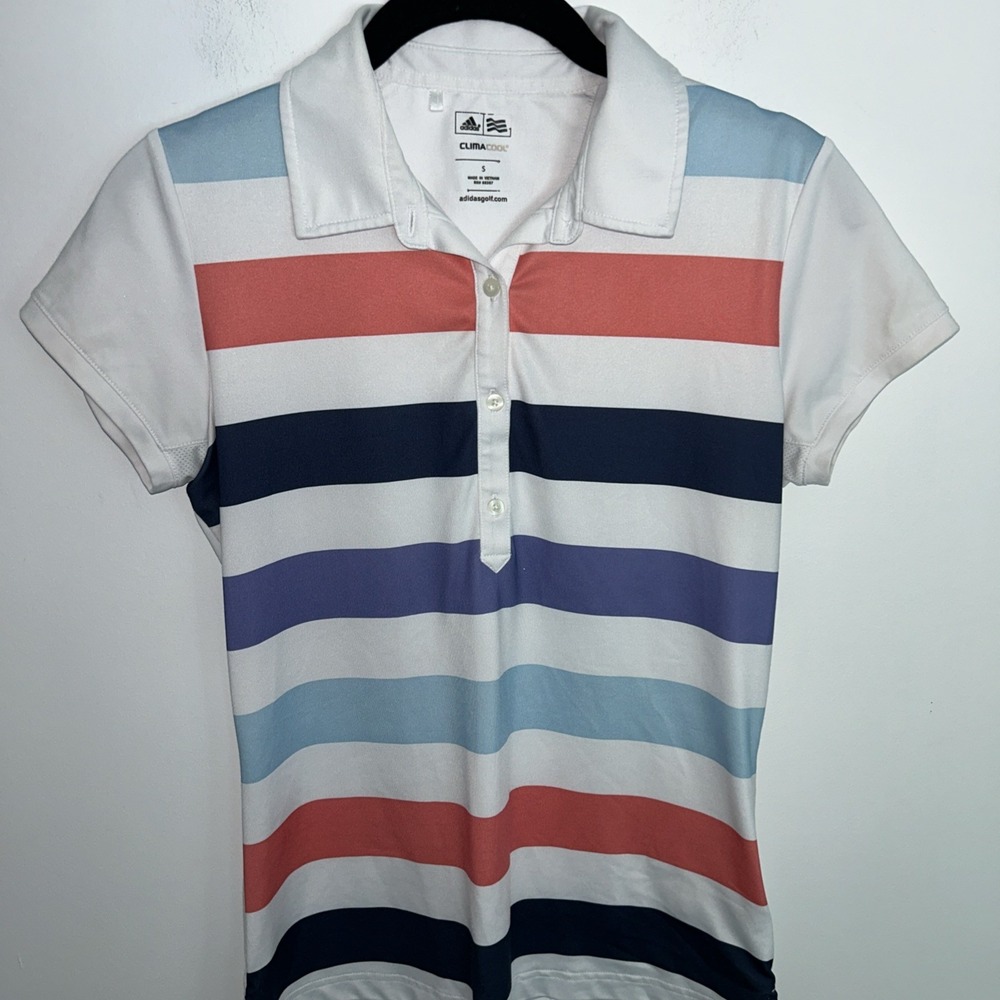 Adidas Golf Climacool Women's Size S Striped Short Sleeve Multicolor, Golf Shirt